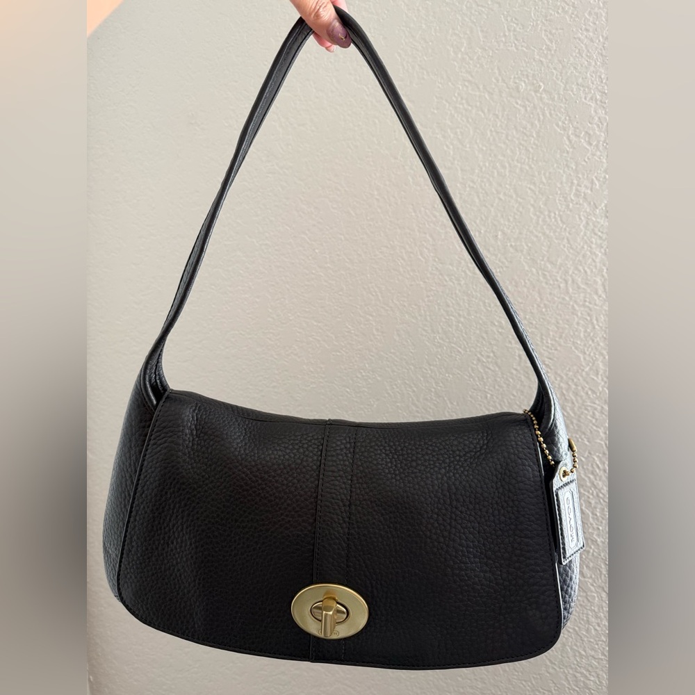 Coach Y2K Ergo Flap Shoulder Bag Pebbled Turnlock